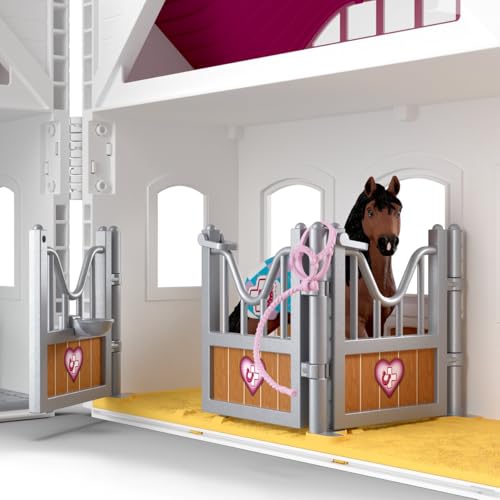 schleich HORSE CLUB | Klinika dla koni „Zdrowe kopyta” 42787 | Zestaw z boksem, rentgenem, ruchomą weterynarką i akcesoriami | Zabawka i prezent dla dzieci od 4 lat | 64 elementy