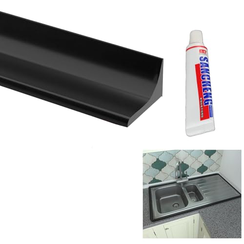Regleta 100cm Goma Mampara Ducha Barrera de Agua Para Ducha Junta Mampara Ducha Perfil Silicona Ducha Barrera Ducha Que no Salga Agua y sellador adhesivo transparente de 25 ml gratis(negro).