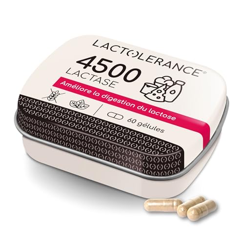 LACTOLERANCE 4500 | Enzyme Lactase Concentrée (4500 FCC) | 60 Gélules | Soulage l'Intolérance au Lactose | Format Pratique | Effet Immédiat | 100% Naturel | Protection 1h | Sans Additif