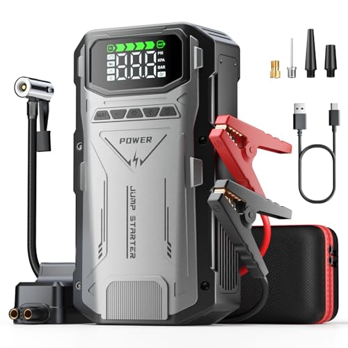 RICWIT Jump Starter with Air Compressor, 4000A Jump Box Car Battery Charger, Portable Jumper Starter Power Pack (8.0L Gas/6.5L Diesel),Roadside Emergency Kit for Vehicle/Motorcycle Combo Tire Inflator