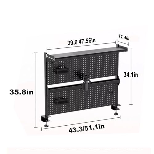 Pannello forato da scrivania in metallo con supporto per monitor, adatto per monitor da 32 pollici, ideale per giochi e ufficio domestico, organizer per accessori per computer