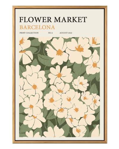 Zzuyi Flower Market Framed Wall Art Boho Daisy Floral Wall Decor 24x32