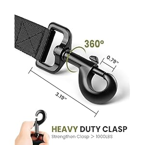 OutdoorMaster Bungee Dog Leash, Heavy Duty Dog Leash with Shock Absorption, 2 Padded Handles Training Leash, Improved Dog Safety and Comfort (Black, 4 FT)