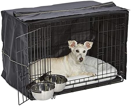 iCrate Dog Crate Starter Kit | 30-Inch Dog Crate Kit Ideal for Medium Dog Breeds (weighing 26 - 40 Pounds) || Includes Dog Crate, Pet Bed, 2 Dog Bowls & Dog Crate Cover