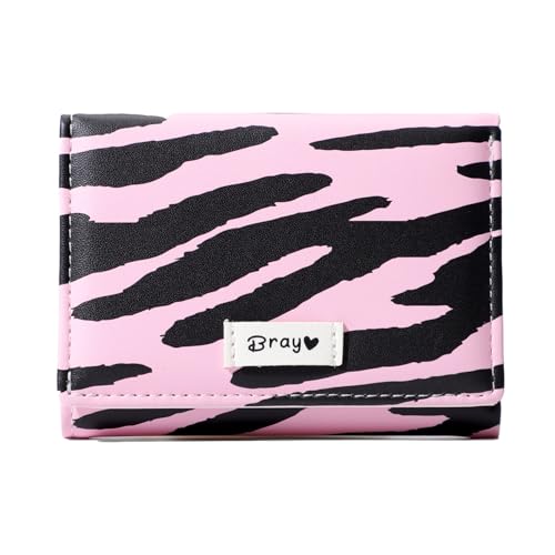 Sunwel Fashion Girls Cute Cow Print Mini Wallet Small Wallet Cash Pocket Card Holder ID Window Purse for Women (PINK ZEBRA PRINT)