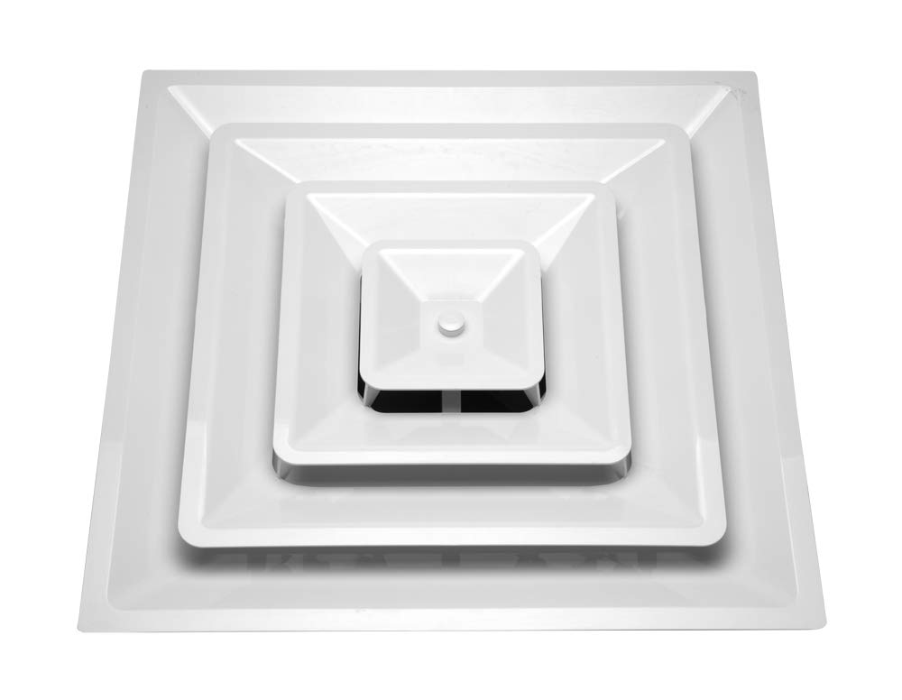 HaVACo 2'x2' Lay-In 3 Cone Supply with 10" Pre-Molded Boot, ABS Plastic Supply Grille, Ceiling Diffuser for Air Vent, Ideal for Heating, Cooling, and Ventilation, Home Improvement, White