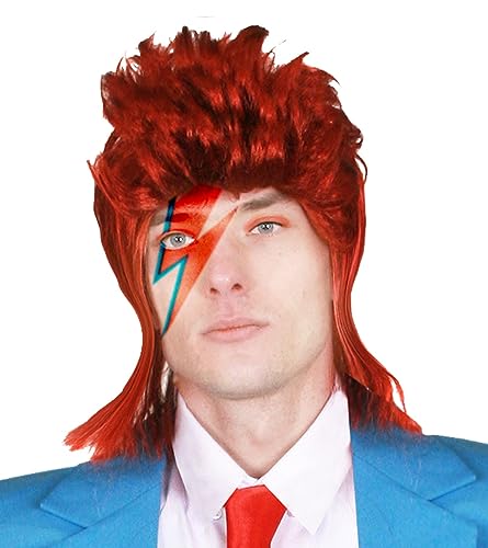 I LOVE FANCY DRESS LTD Perruque Glam Rocker Red Mullet - Accessoire de déguisement inspiré de David Bowie - Style Rock Star des années 80