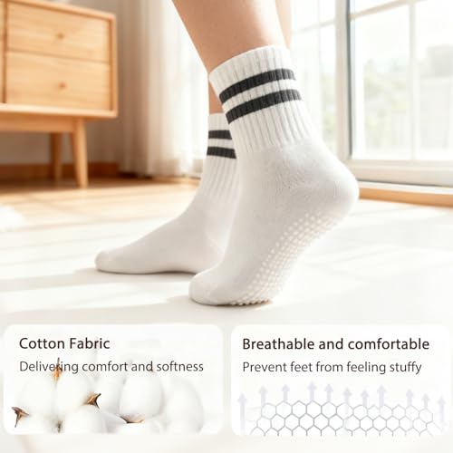 Image of Non-Slip Toddler Grip Crew Socks with Anti Skid Soles