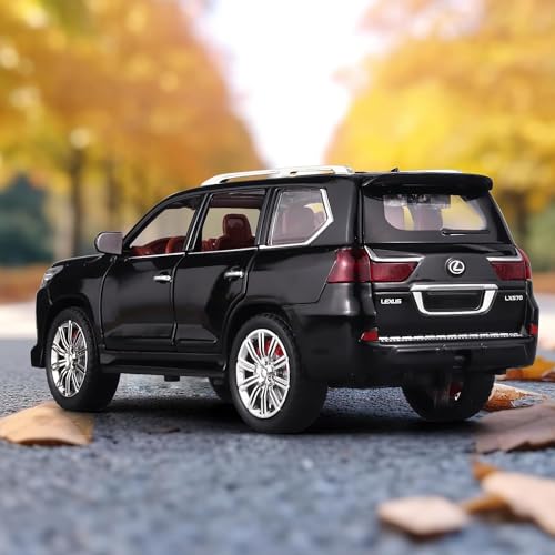 Image of Lexus 570 Boys Big Off-Road SUV Model Car, 1 /24 Diecast Metal Toy with Lights, Sound and Pull Back, Age 4-7 (Black)