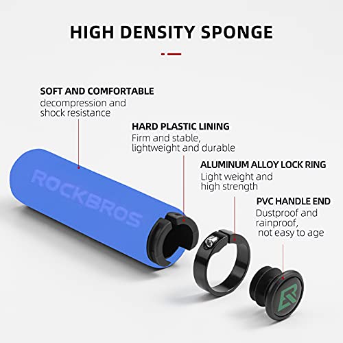 Image of ROCKBROS Foam Bike Grips Fit MTB /BMX /Folding Bike /Beach Cruiser & Scooter | Single Lock On,Non-Slip,Shock-Absorbing Handlebar Grips ,Easy Install,Multiple Colors