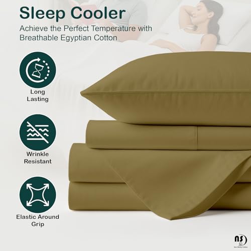 NON Sticky cotton 4 Piece Top Split King Sheets Sets for Adjustable Bed, 100% Egyptian Cotton Bed Sheets, 34" Flex Head Fitted Sheet, Fits 18" Deep Mattress, 78" x 80", Taupe Solid - image 2