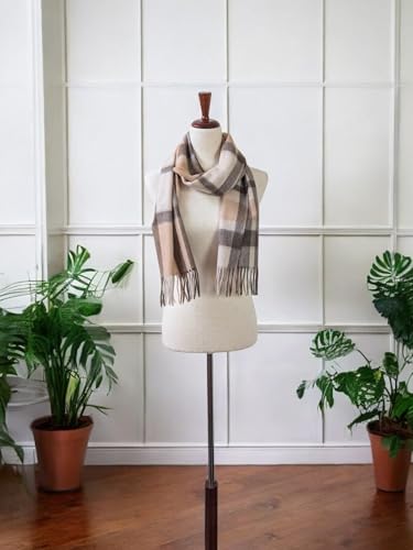 100% Natural Wool Scarf - Solid Plaid Check - Made in Inner Mongolia3