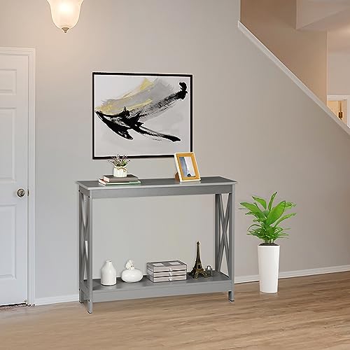 image for SUPER DEAL 2-Tier Narrow Console Sofa Side Table for Entryway/Hallway/