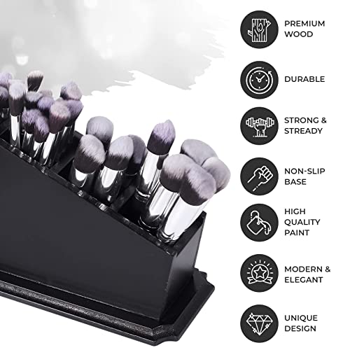 CEFRECO Coffin Brush Holder, Gothic Wooden Makeup Organizer for Vanity - Image 2