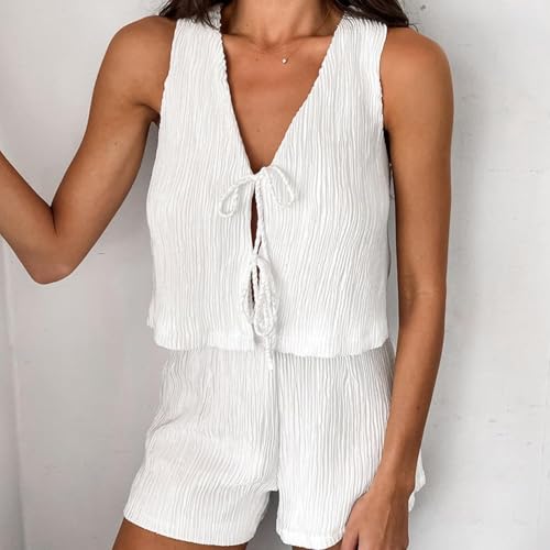 Linen Vest Women Linen Set Casual Pants Linen Vest Tops 2 Piece Sets Sleeveless Button Down Top Round Neck Tops3
