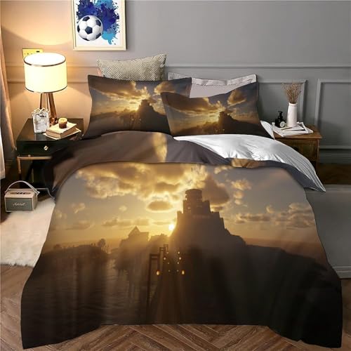 Parure de lit 200x200 microfibre confortable housse de couette 3D plage
