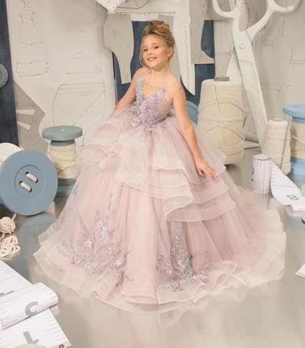 Tulle Flower Girl Dress for Wedding Princess Party Dress Lace Appliques Pageant Dress Layered Ball Gown First Communion2