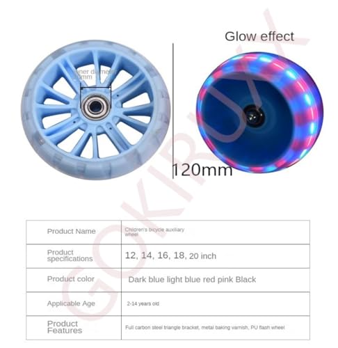 Ruedas de entrenamiento para bicicleta infantil, 14 pulgadas, con luces intermitentes, color azul miniatura 4