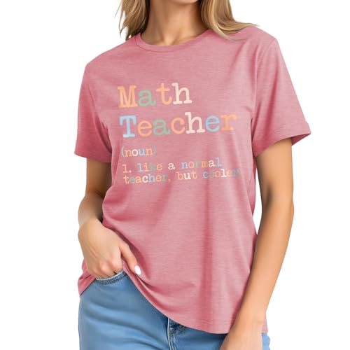 Image of Math Teacher Shirts for Women-Teaching Life Short Sleeves | Featuring inchMath Teacher (noun) Like a Normal Teacher But Cooler inch Design Great Gift for Math Lovers & Educators