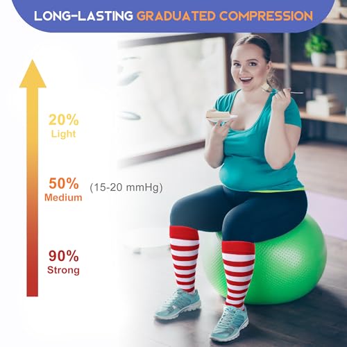 Image of LEVSOX Plus Size Compression Socks for Women Men Wide Calf Extra Large 15-20 mmHg Knee High Sock for Nurses Pregnant Travel