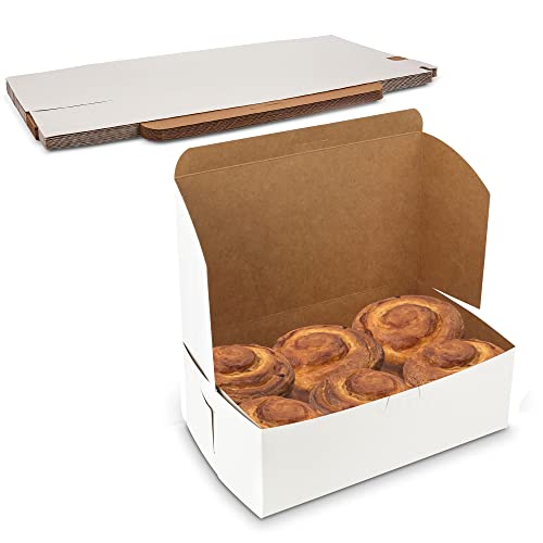 9x5x4 bakery box - MT Products Lock Corner White Pastry Boxes Non-Window Keeps Pastries, Muffins, Donuts, and Cookies Safe for Retail or Home Bakery Box Size 8