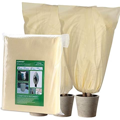 HOMMAND Plant Fleece Frost Protection for Plants, 2pcs 180x120cm 70GSM Garden Fleece Plant Frost Protection Covers for Winter, with Zipper, 2 Extra Drawstrings, from Birds, Wind and Frost Cover