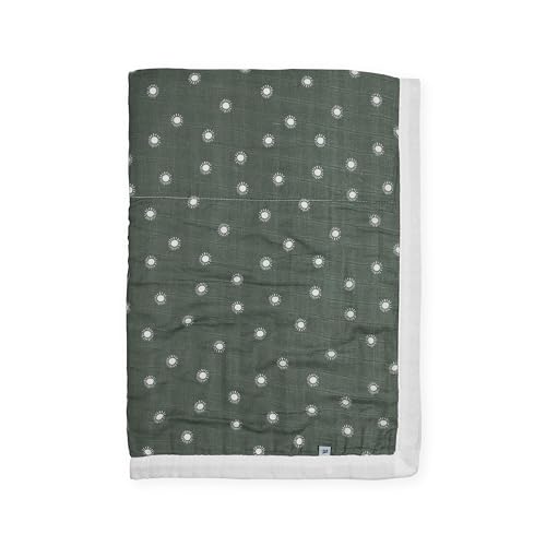 Image of Little Unicorn 100% Certified Organic Newborn Receiving Quilt | Ultra- Soft, Multi-Layered Muslin Fabric | Gift for Newborns & on-The-go (Sage Suns 2)