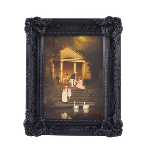 VINLIFE Cadre photo vintage 12,7 x 17,8 cm - Cadre photo noir orné - Cadre baroque gothique - Décoration murale