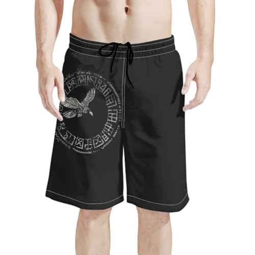 GLUDEAR Men's 3D Print Casual Classic Drawstring Loose Trunks Boardshort Shorts