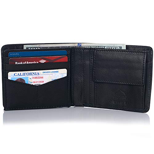 Alpine Swiss RFID Protected Men’s Max Coin Pocket Bifold Wallet with Divided Bill Section Comes in a Gift Box2