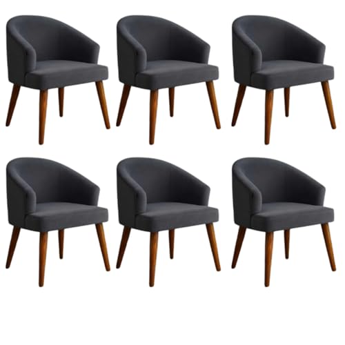 Image of WOODEN SPACE Velvetine Arm Chair for Living Room | Pure Sheesham Wood Legs & Premium Velvet Fabric | Vintage Accent Chair for Home & Office (Gray Pack of 6)
