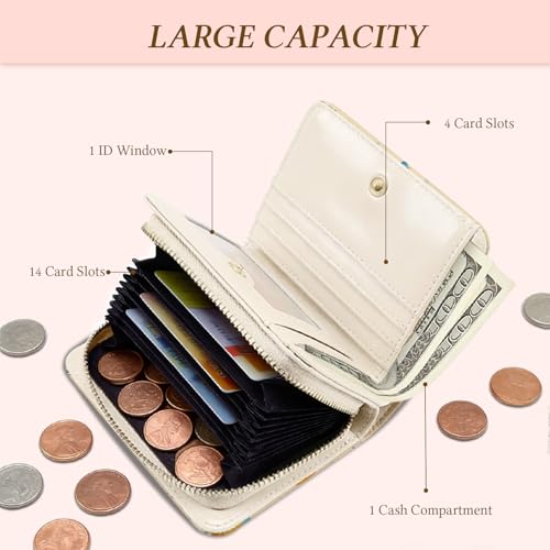 Image of Cute Duck Wallet for Women, PU Leather Accordion Wallet, Zipper Coin Purse | Women's Cute Duck Accordion Wallet, Credit Card Holder with 1 ID Window 14 Card Slots, Gift for Wife Daughter Ladies