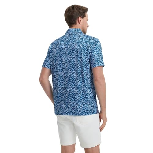 Image of M MAELREG Mens Golf Shirt Short Sleeve Dry Fit Print Moisture Wicking Performance Patterns Collared Polo Shirt