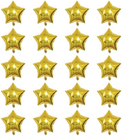 LUTER 50-Pack Gold Star Foil Balloons - 5 Inch Self-Sealing Party Decorations
