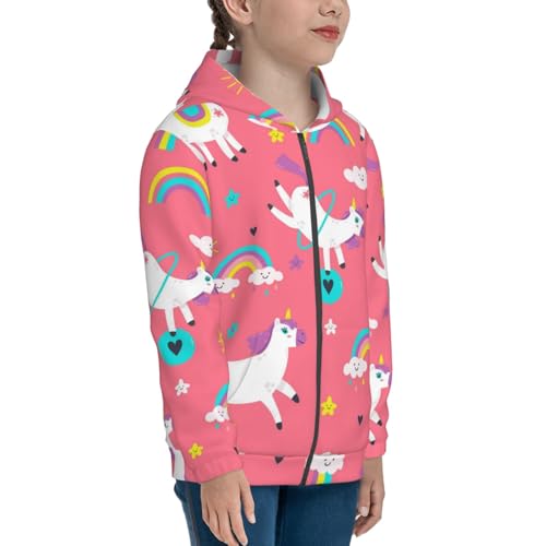 Yoga Unicorn Kid Hoodies Boys Zip Up Sweatshirts Girls Pullover with Pocket4