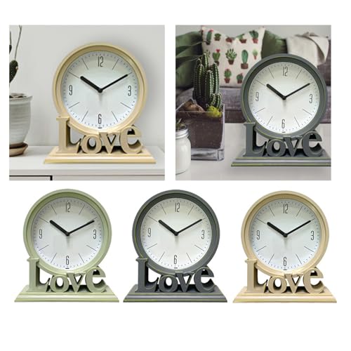 XUZHID Modern Quiet Mantels Clock Retro Love Letter Desk Clock Not Ticking Battery Operated Clock for Professional and Students