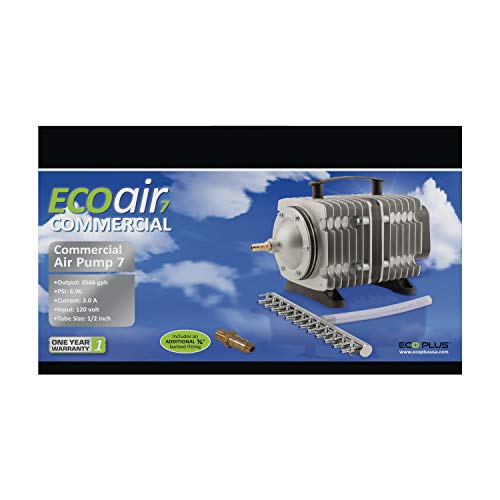 EcoPlus-HGC728459-Eco-Air7-Commercial-Air-Pump-7-200-Watt-Single-Outlet-With-12-Valve-Manifold-For-Aquarium-Fish-Tank-Fountain-Pond-Hydroponics-3566-GPH-Silver