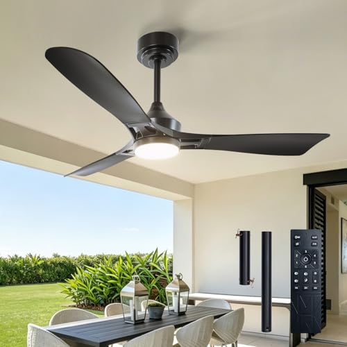 Amico 52 Inch Ceiling Fans with Lights and Remote 3 ABS Blade Black