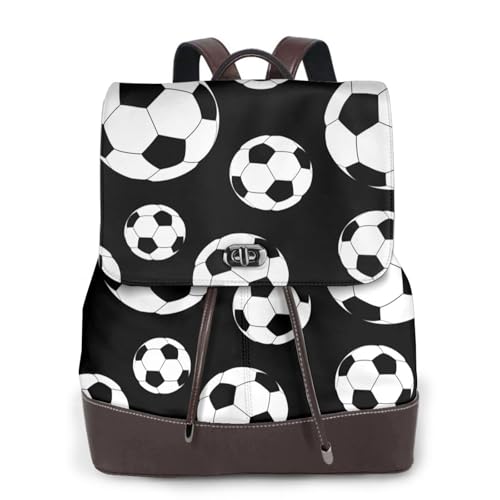 Sac à dos en cuir noir imprimé football pour le quotidien urbain