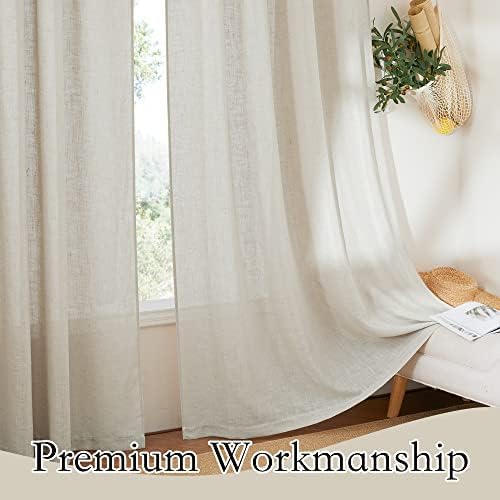 RYB HOME Cafe Curtains 24 inches Length, Linen Sheer Short Curtains for Small Window, Half Privacy Light Filetring Window Tier Valance for Kitchen Bathroom, W 26 x L 24, Angora, 2 Panels Set