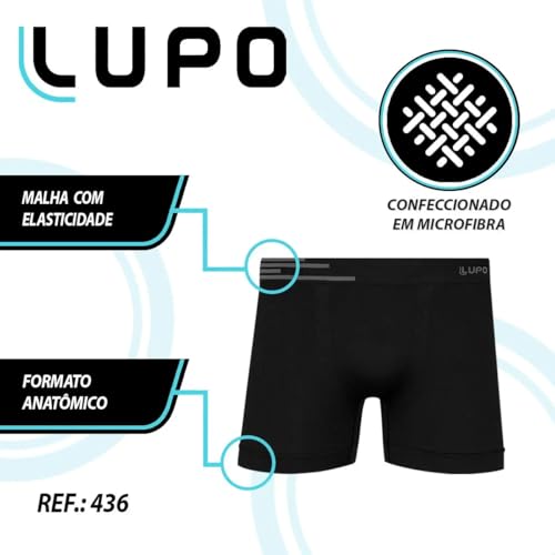 Kit Com 3 ou 5 Cuecas Boxer Lupo Microfribra Sem Costura Adulto Box Masculina 436 (BR, Alfa, P, Regu