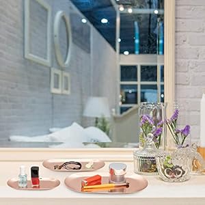 Rose gold organizer trays set of 3premium stainless steel storage plates for jewelry candles towels and accessorieselegant and durable design s m l  urban country home decor