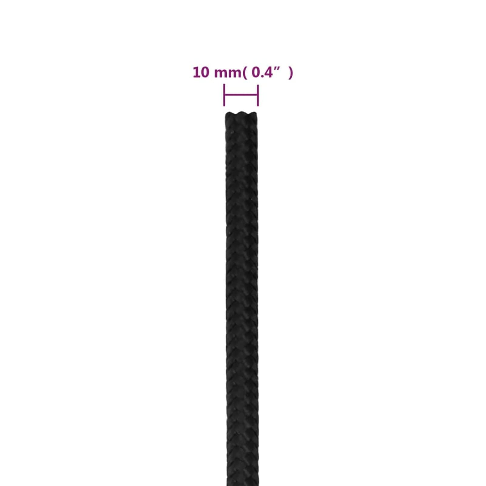 Tidyard Corde de Bateau Noir Complet 10 mm 50 m Polypropylène Corde en Polypropylène pour Gréement