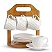 JUJOYBD Set de tasses à expresso avec soucoupes sur pied en porcelaine pour 6 personnes 80 ml