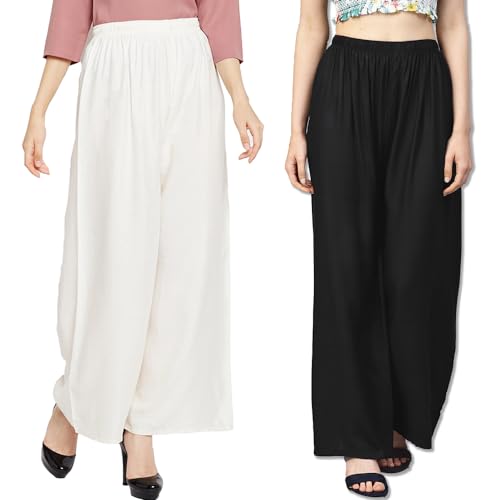 Image of Go Gazab - Stylish Combo Women's Palazzo Pants: Trendy Rayon Casual Wear for Fashion-Forward Ladies