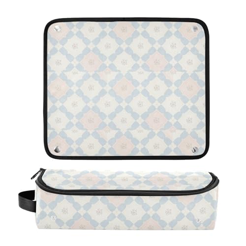 Bolsa de viaje para herramientas de cabello con estera para planchas y rizadores, organizador de accesorios floral azul pastel miniatura 3