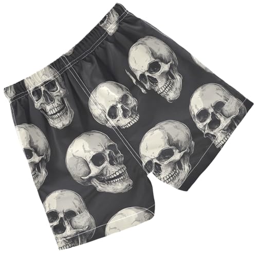 Pigsaly Boys' Swim Board Shorts Funny Human Skulls Black Skulls Boy's Swim Trunks Kids Swimwear 2T2