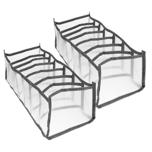 VOSAREA 2Pcs Foldable Fabric Underwear Organizer Box Compartment Storage Case for Socks Ties and Undergarments Space Saving Drawer Divider for Closet and Wardrobe Grey