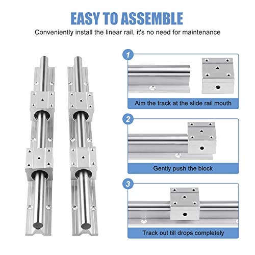 CNCMANS Linear Rail 2Pcs SBR16 1000mm Linear Guide Fully Support Linear Rail Shaft Guide with 4Pcs SBR16UU Linear Bearing Sliding Block for Industrial Automation Equipment (SBR16 39.37inch)