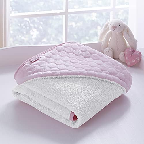Clair de Lune | Marshmallow Hooded baby bath towel | 75 x 75 cm Pink | For Bath time | Super Soft Cotton/Terry Towelling |